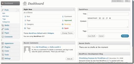 WordPress Admin Backend (Dashboard)